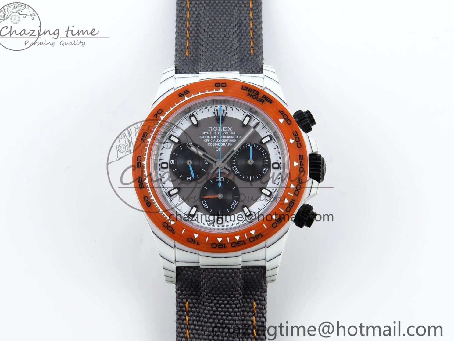 0516 Daytona DIW White Carbon Case DIWF Edition Gray White Dial Orange Bezel on Gray Nylon Strap A HighQuality 1844